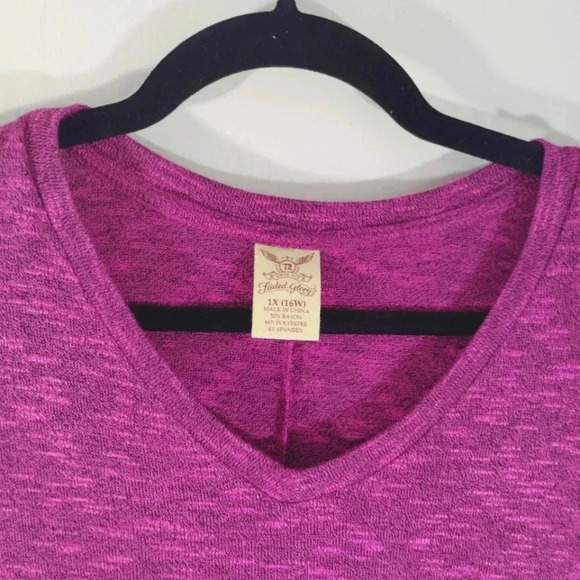 Faded Glory Top 3/4 Sleeve Cold Shoulder Lightweight Sweater Purple Pink 1x - Picture 3 of 14